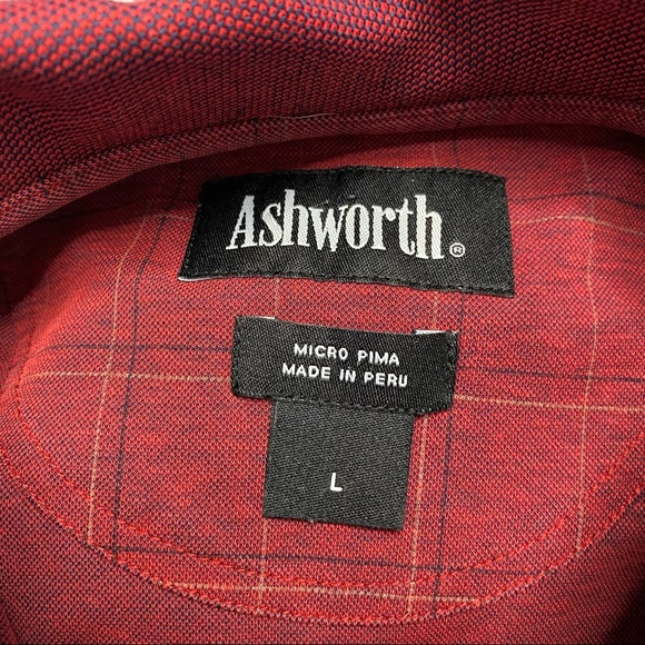 Vintage Ashworth Red Collar Golf Polo Shirt in size L large - Picture 3 of 14